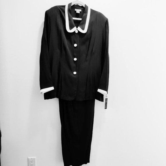 Decade Designs Pants - *NEW* Vintage Decade Designs 2-Pc Suit, pull on Pants, Black & White, Size 26W
